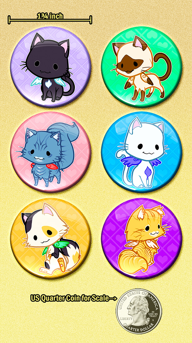 (image for) Cat Wings Button or Magnet Set